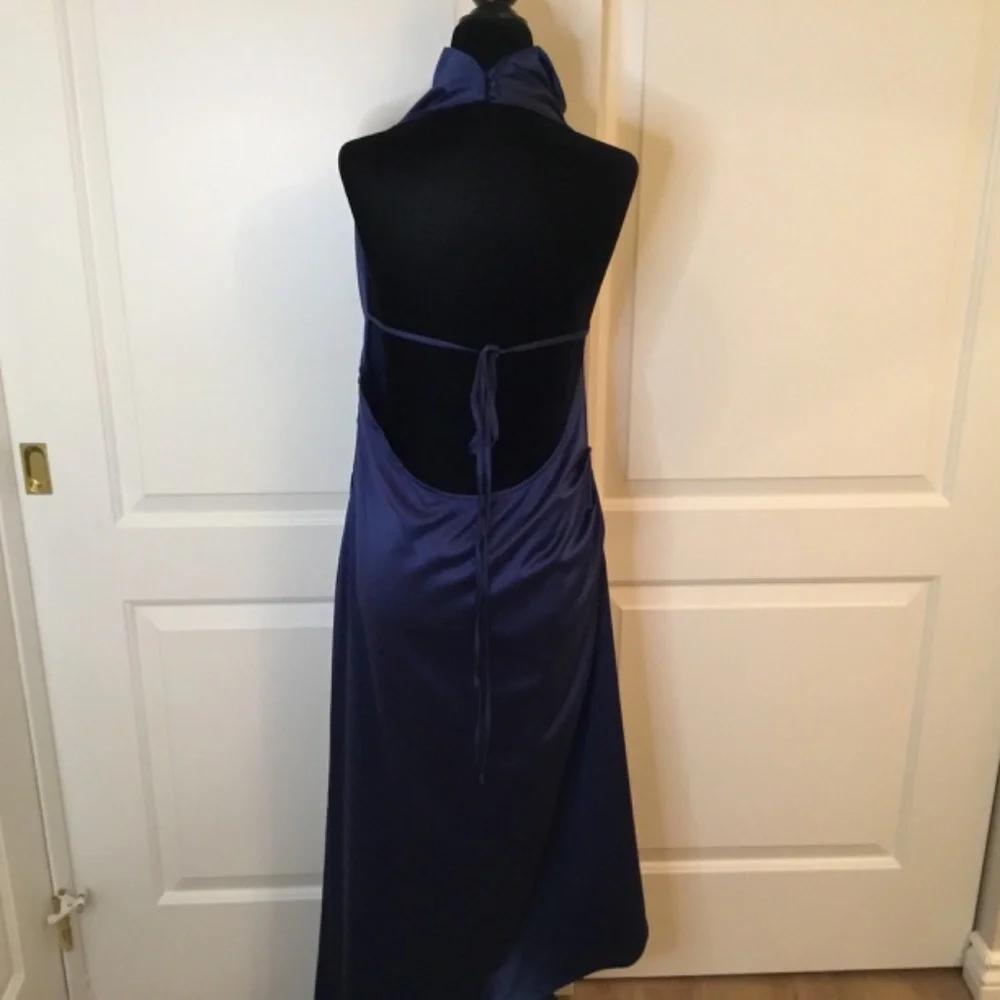 NWT Satin Mock Neck Backless Midi Cocktail Dress Size XL - Picture 5 of 8